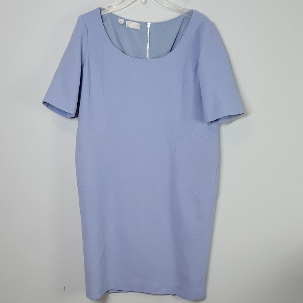 Carlisle New York Pale Pastel blue sheath dress scoop neck size 16